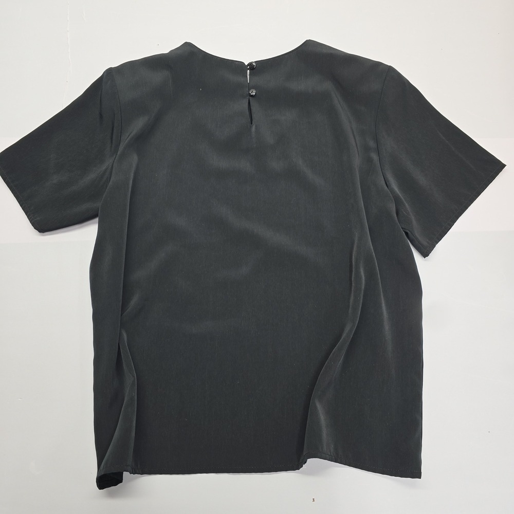 Jack Mulqueen Womens Black Short Sleeve Blouse Crew Neck Keyhole Back Top - Picture 3 of 5